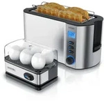 Arendo 2-teiliges Fr&uuml;hst&uuml;cksset, Langschlitz 4-Scheiben Toaster MANHA, 6er