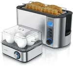 Arendo Fr&uuml;hst&uuml;cksset 2-teilig, 4-Scheiben Langschlitztoaster, 8er Eierkocher,