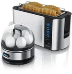 Arendo 2-teiliges Fr&uuml;hst&uuml;cksset, 7er Eierkocher & Langschlitz Toaster f&uuml;r 4
