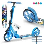AREBOS Grafitti Cityroller h&ouml;henverstellbar | XXL R&auml;der, Tritt-Bremse, Blau -...
