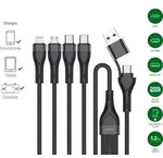 4smarts USB-C/A Multi-Ladekabel 4in2 1.2m. schwarz - Schwarz