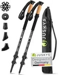 Juskys Nordic Walking St&ouml;cke - 2 Alu Teleskop leicht & ausziehbar - Schwarz -