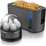 Arendo - SET Toaster MANHA mit Eierkocher SEVENCOOK Edelstahl Grau, Toaster 4
