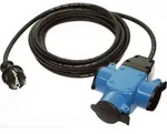 as-Schwabe 62058 3fach Gummiverteiler blau, 4,5m H07RN-F 3G1,5 Stecker/230V/16A