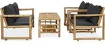 vidaXL 4-tlg. Garten-Lounge-Set mit Auflagen Bambus - Grau