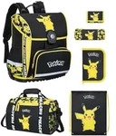 Gelber Pokemon Schulranzen mit Pikachu Motiv - Set 6-teilig mit Sporttasche -