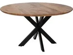 Esstisch Avola Mango Holz rund 110 cm Massivholz mit Metallgestell - Schwarz