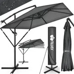 tillvex&reg; Alu Sonnenschirm Rechteckig &Oslash; 330 cm Anthrazit + Abdeckung mit Kurbel 