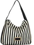 Tom Tailor Schultertaschen Malie, Hobo Bag M, stripes black, Schwarz - Schwarz