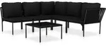 vidaXL 6-tlg. Garten-Lounge-Set mit Auflagen Schwarz PVC - Schwarz