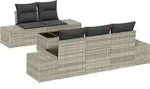 vidaXL Sofa Set mit Kissen 6 pcs Hellgrau Poly Rattan - Hellgrau
