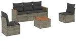 vidaXL 6-tlg. Garten-Sofagarnitur mit Kissen Grau Poly Rattan - Grau