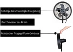 Unold 86725 Standventilator Black Steel mit 3-stufiger Geschwindigkeitsregelung...