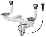 Hansgrohe D15-11 Automatische Ab- und &Uuml;berlaufgarnitur f&uuml;r Doppelbecken Edelstahl