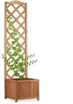 Relaxdays Rankkasten Holz, Garten Pflanzk&uuml;bel m. Rankgitter, 25 L Pflanzkasten, 150