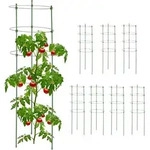 Relaxdays Rankhilfe 8er Set, Metall & Kunststoff, 90 cm hoch, 4 verstellbare Ringe,