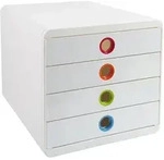 Exacompta Schubladenbox POP-BOX + 4 geschlossenen Laden, Weiss/Harlekin, 314398D