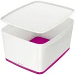 Leitz Aufbewahrungsbox MyBox 52161023 mittel 18l Deckel ws/pi - Rosa/Wei&szlig;