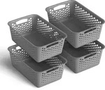 4 St&uuml;ck Aufbewahrungskorb 5L mit Griffen - BPA-Frei - Organizer ( 30 x 20 x 11 cm /