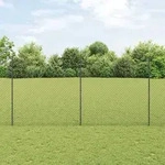 vidaXL Maschendrahtzaun mit Pfosten 10 x 1,6 m PVC-beschichteter Stahl - Grau