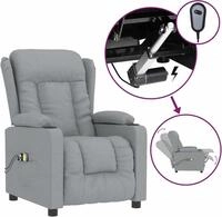 vidaXL Massagesessel Elektrisch Hellgrau Stoff