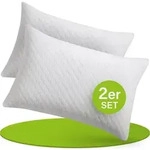 Juskys Kissen 40x60 cm f&uuml;r Bett - 2er Set Kopfkissen mit Memory-Foam F&uuml;llung -