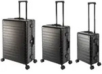 Travelhouse Oslo - 3er Reisekoffer Set SML - Aluminium Hartschale Schwarz - Schwarz