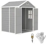 Outsunny Ger&auml;tehaus 2,4m2, Gartenhaus mit Satteldach, 182 x 151 x 219/181 cm - Grau
