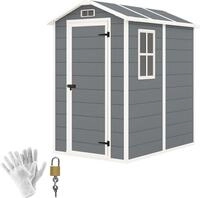 Outsunny Ger&auml;tehaus 2,1m&sup2;, Wasserdicht Gartenhaus mit Boden Pultdach Grau