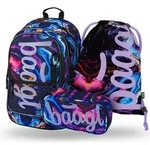 BAAGL Core Marble Rucksack-Set 3tlg: Rucksack, Federm&auml;ppchen, Turnbeutel - Violett