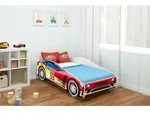 ACMA Jugendbett Kinderbett Auto-Bett Junior Cars Bett Komplett-Set mit Matratze