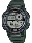 Casio AE -1000W 3AVDF (ZD073B) - World Time + Box - Schwarz/Gr&uuml;n