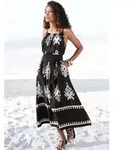 LASCANA Midikleid aus gewebter Viskose mit Ethnodruck schwarz-sand bedruckt...