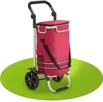 Juskys Einkaufstrolley 3in1 mit 2 Rollen f&uuml;r Shopping - 56 L Tasche - Rot - Rot