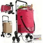 Juskys 3in1 Einkaufstrolley f&uuml;r Treppen - 56 L, klappbar & modern - Rot - Rot