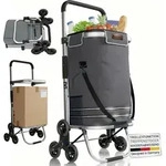 Juskys 3in1 Einkaufstrolley f&uuml;r Treppen - 56 L, klappbar & modern - Grau - Grau