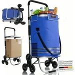 Juskys 3in1 Einkaufstrolley f&uuml;r Treppen - 56 L, klappbar & modern - Dunkelblau -