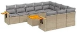 vidaXL 11-tlg. Garten-Sofagarnitur mit Kissen Beige Poly Rattan - Beige