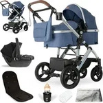 Bergsteiger Nizza 3 in 1 Kinderwagen, Kombikinderwagen Komplettset, Babywanne & Buggy