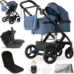 Bergsteiger Nizza 3 in 1 Kinderwagen, Kombikinderwagen Komplettset, Babywanne & Buggy