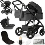 Bergsteiger Nizza 3 in 1 Kinderwagen, Kombikinderwagen Komplettset, Babywanne & Buggy
