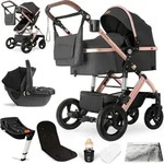 Bergsteiger Nizza 3 in 1 Kinderwagen, Kombikinderwagen Komplettset, Babywanne &...