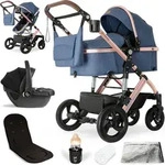 Bergsteiger Nizza 3 in 1 Kinderwagen, Kombikinderwagen Komplettset, Babywanne &...