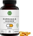 Kurkuma + Ingwer + Pfeffer Kapseln | 180 St&uuml;ck | vegan und ohne Zus&auml;tze | bioKontor