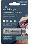 MediaRange USB-Stick 3.2 Gen 1 USB-A und USB-C, 1TB silber