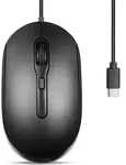 Perixx PERIMICE-222CB, Maus, optisch, 4 Tasten, Silent, USB-C, schwarz - Schwarz