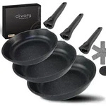 DIVORY Pfannenset 20, 24, 28 cm abnehmbarer Griff, Antihaft Pfanne induktion...