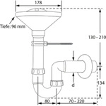 HAAS PP Trichtersiphon DN 50, weiss mit Sieb und Wandhalterung nach DIN 274 - Wei&szlig;