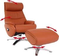 Relaxsessel mit Hocker HWC-K98, Fernsehsessel Sessel, Liegefunktion drehbar,...