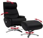 Relaxsessel mit Hocker HWC-K98, Fernsehsessel Sessel, Liegefunktion drehbar, Metall